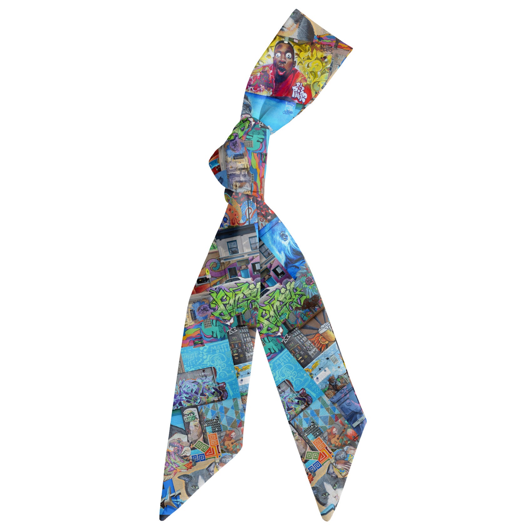 Lincoln Park Street Art Hair Scarf - Scarf Tied Into Knot - Knotty Tie Co.