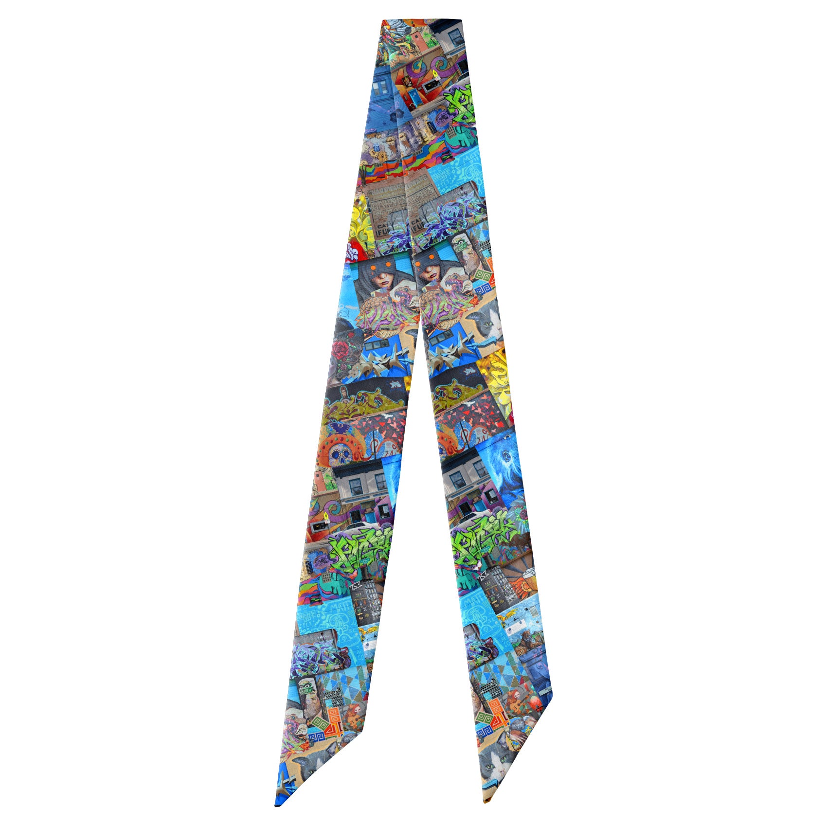 Lincoln Park Street Art Hair Scarf - Full View of Hair Scarf - Knotty Tie Co.