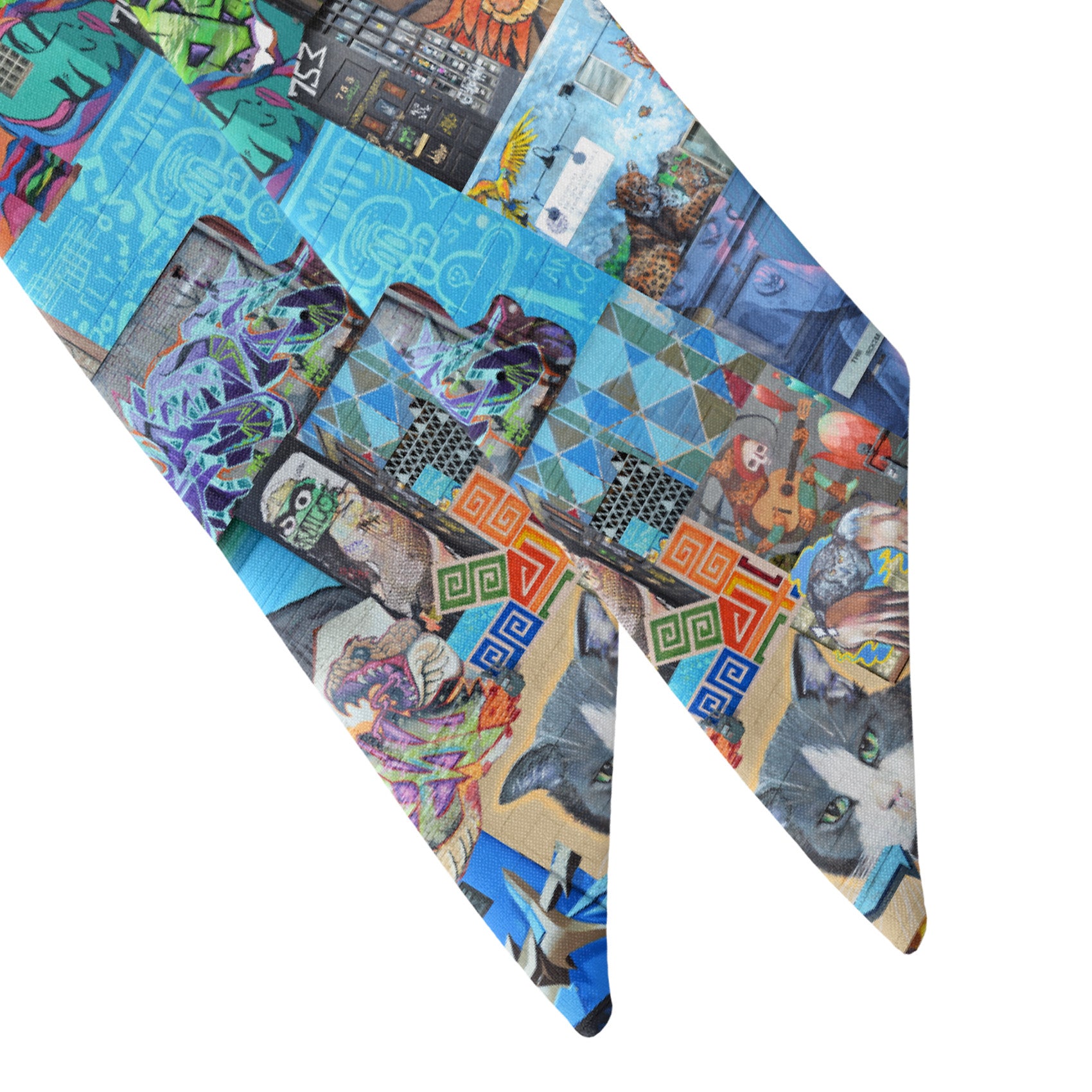 Lincoln Park Street Art Hair Scarf - Scarf Tapered Ends - Knotty Tie Co.