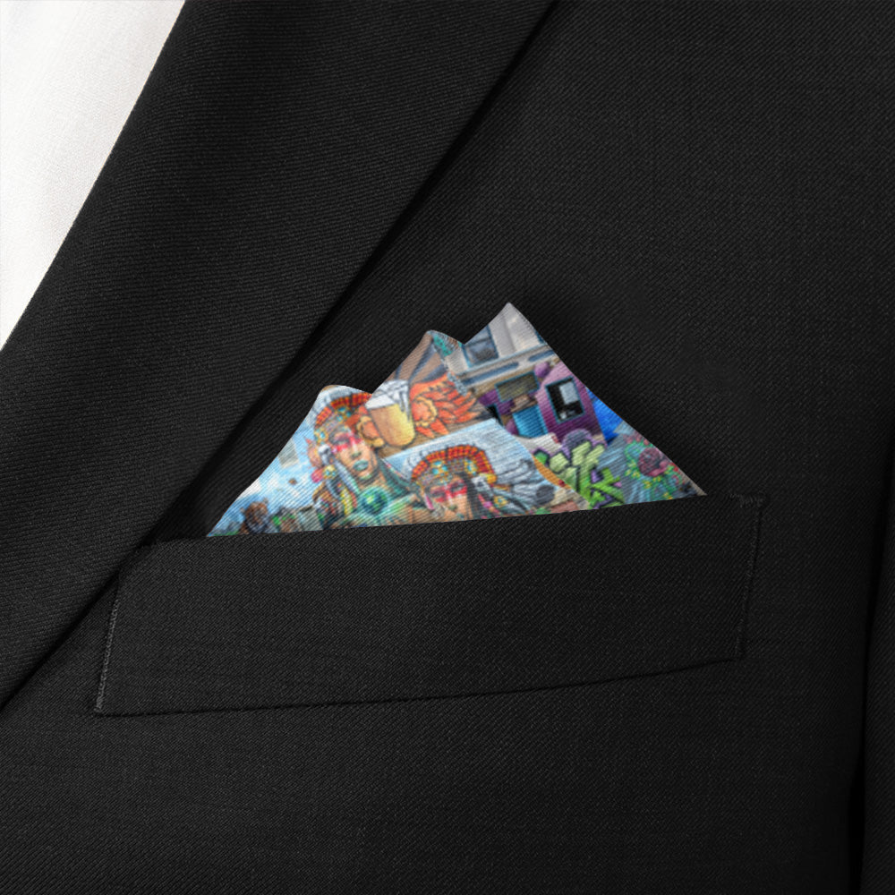 Lincoln Park Street Art Pocket Square - Stairs Fold - Knotty Tie Co.