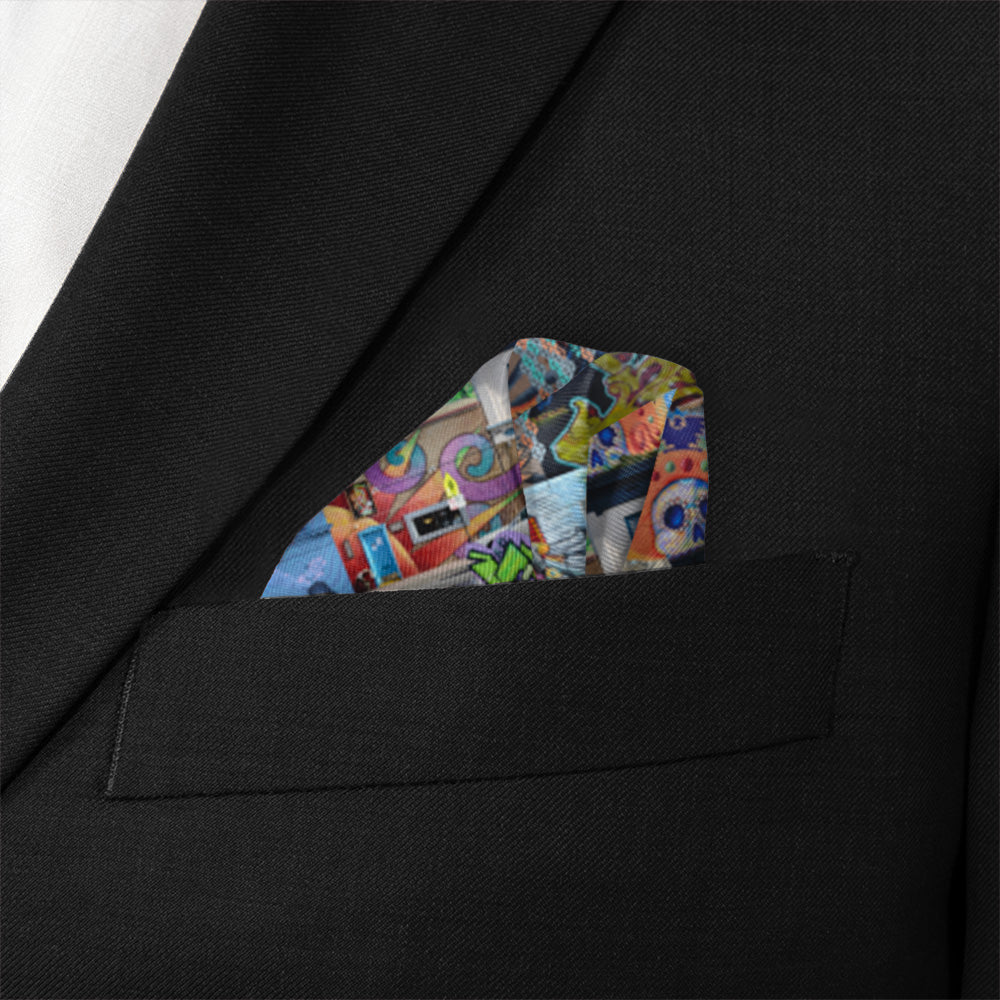 Lincoln Park Street Art Pocket Square - Wave Fold - Knotty Tie Co.