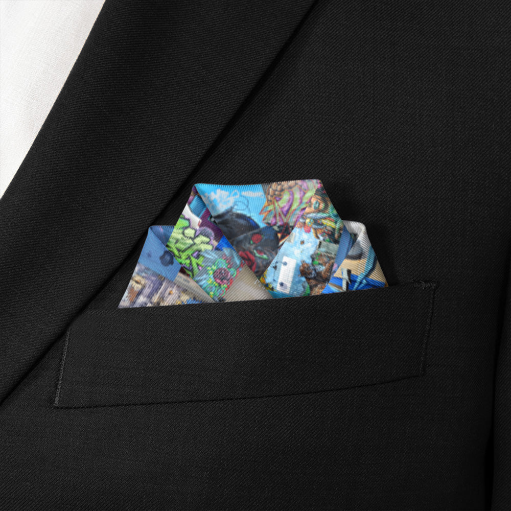 Lincoln Park Street Art Pocket Square - Scalloped Fold - Knotty Tie Co.
