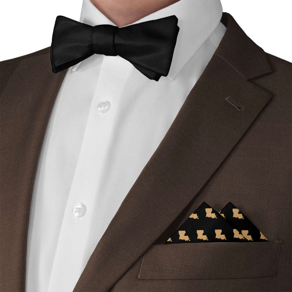 Louisiana State Outline Pocket Square - Matching Bow Tie - Knotty Tie Co.