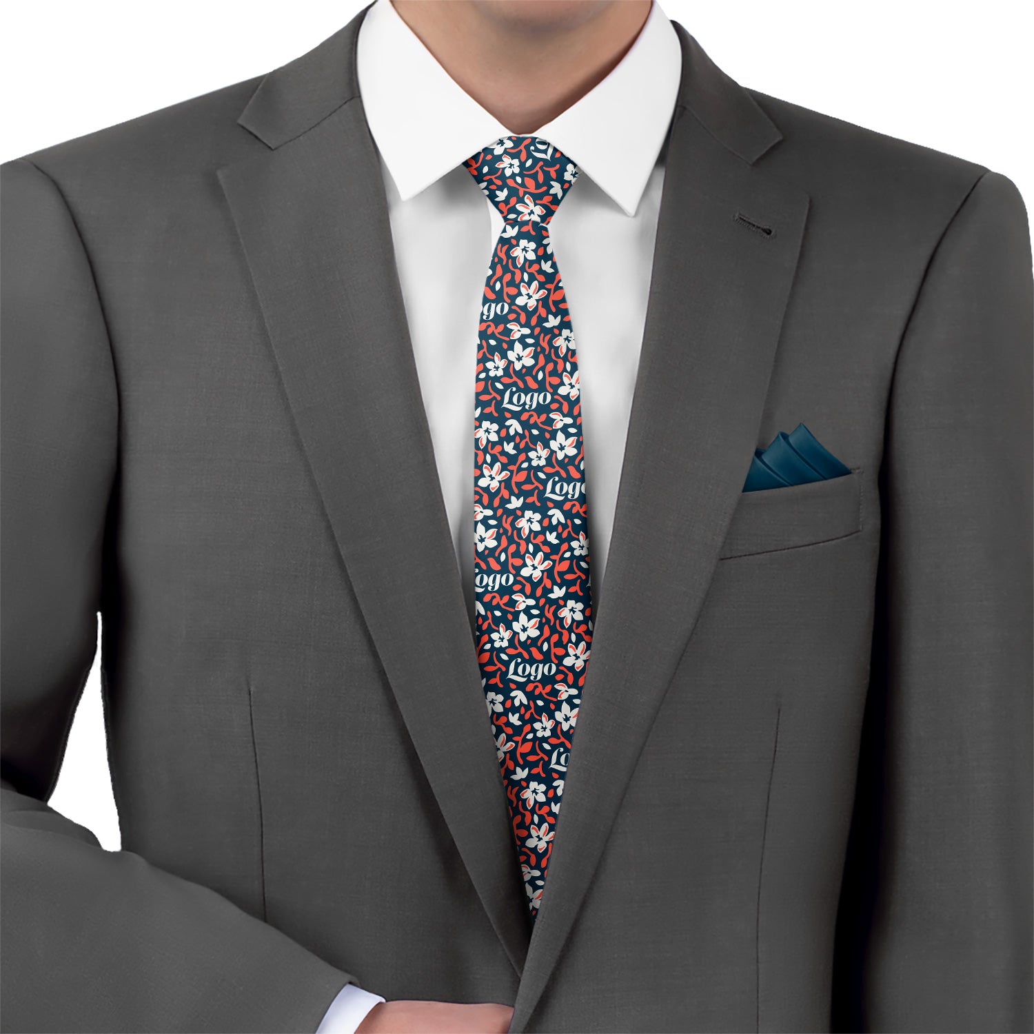 Custom Luke Floral 2 Logo Tie - Suit - Knotty Tie Co.