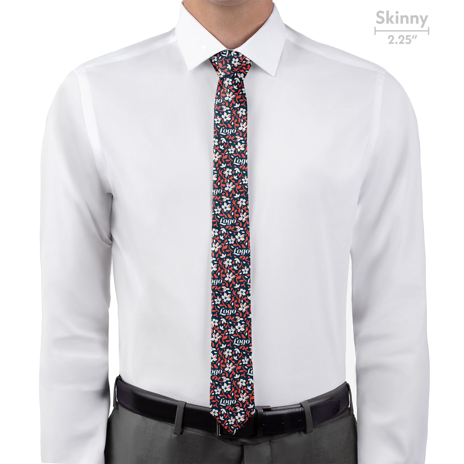 Custom Luke Floral 2 Logo Tie - Skinny - Knotty Tie Co.
