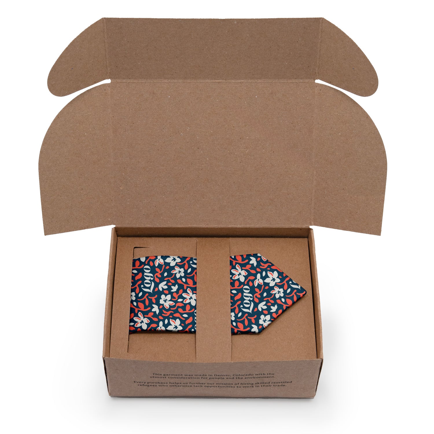 Custom Luke Floral 2 Logo Tie - Packaging - Knotty Tie Co.