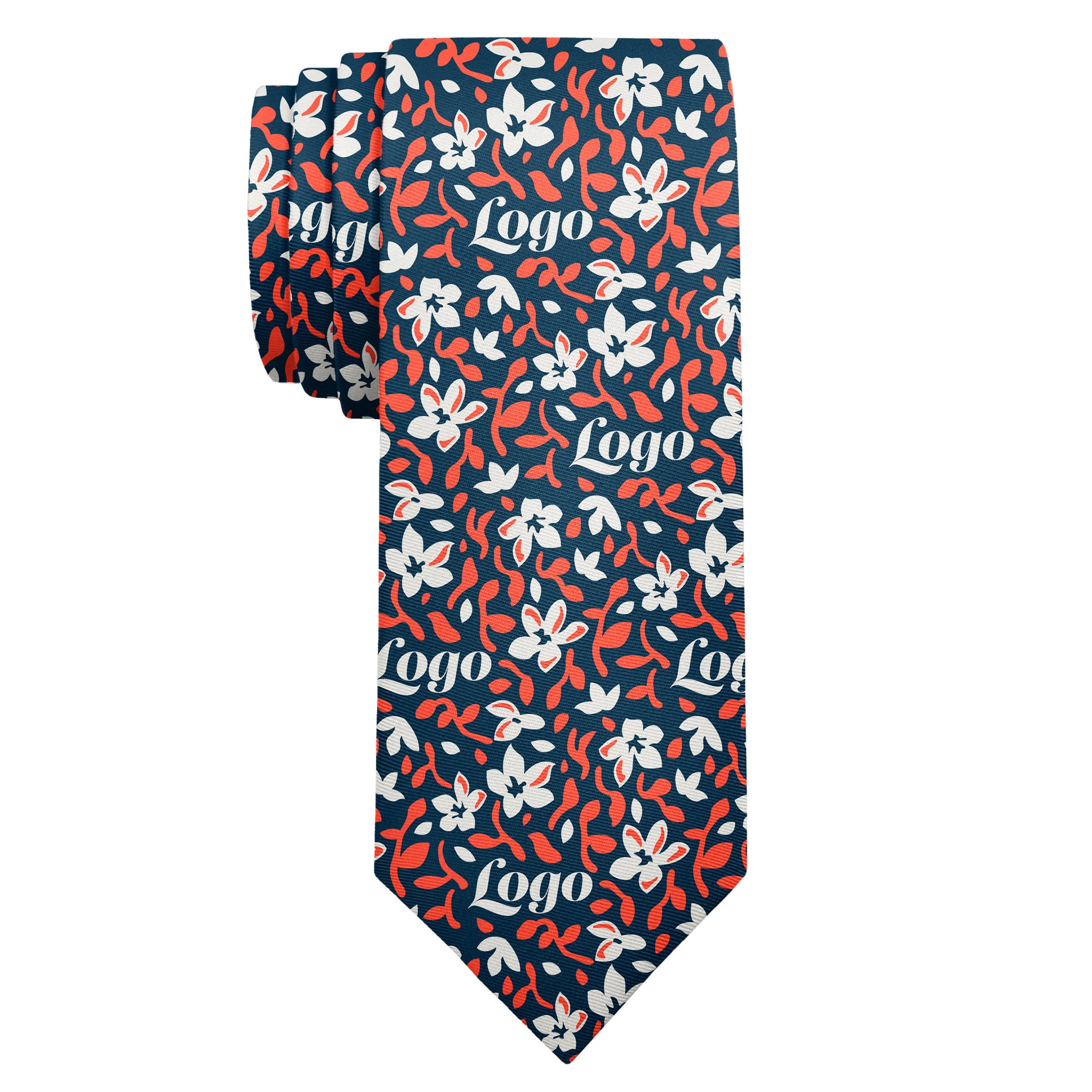 Custom Luke Floral 2 Logo Tie - Long Roll - Knotty Tie Co.