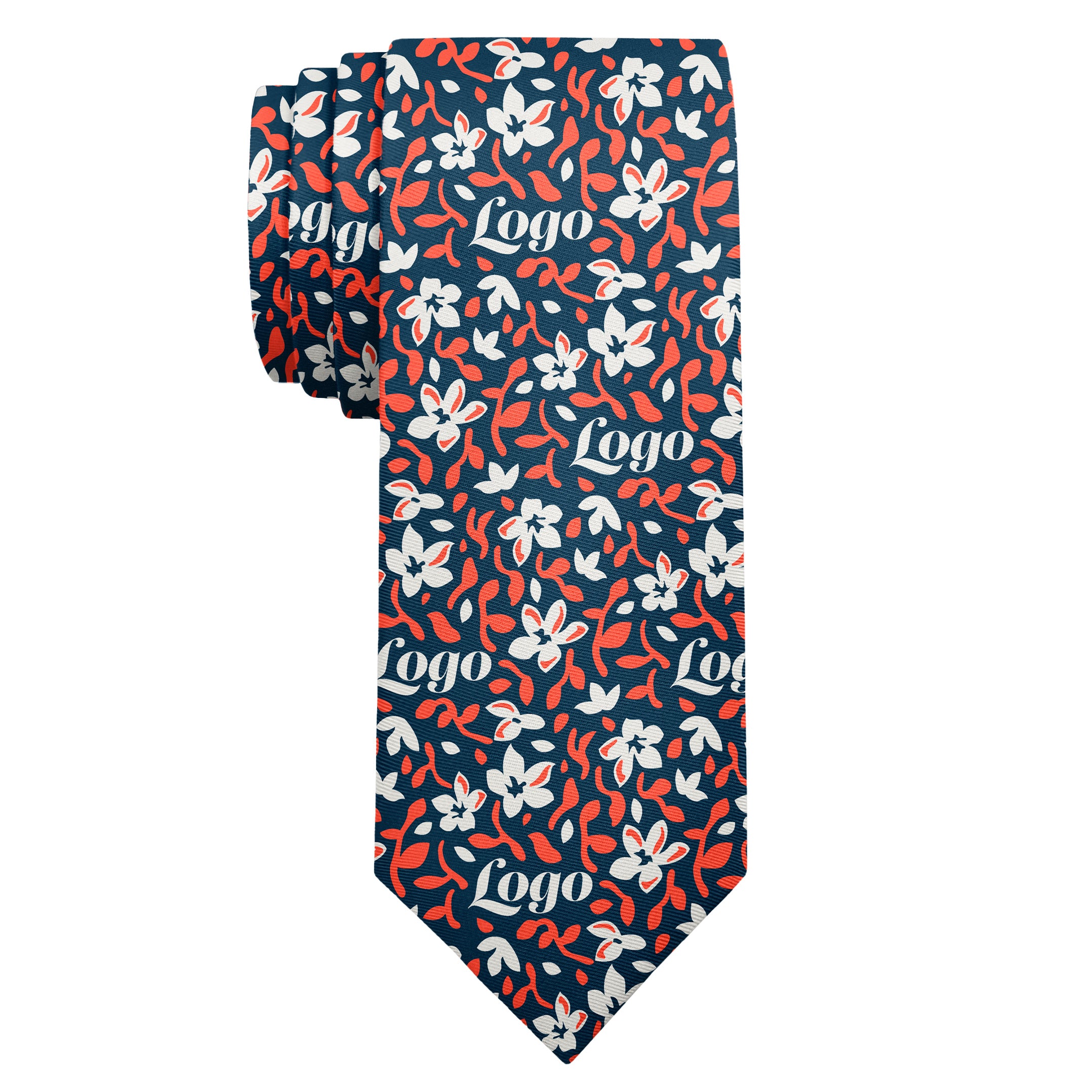 Custom Luke Floral 2 Logo Tie - Long Roll - Knotty Tie Co.