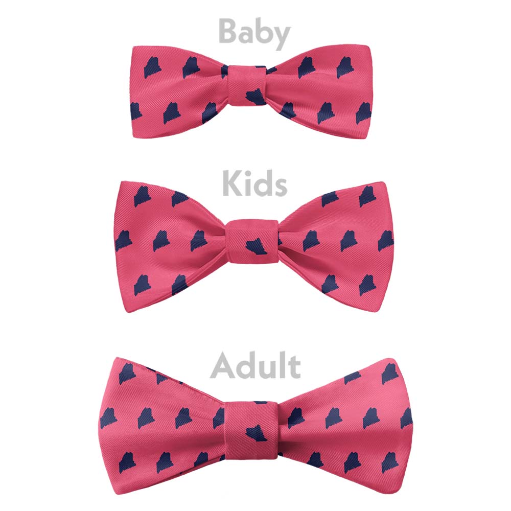 Maine State Outline Bow Tie - Bow Sizes - Knotty Tie Co.