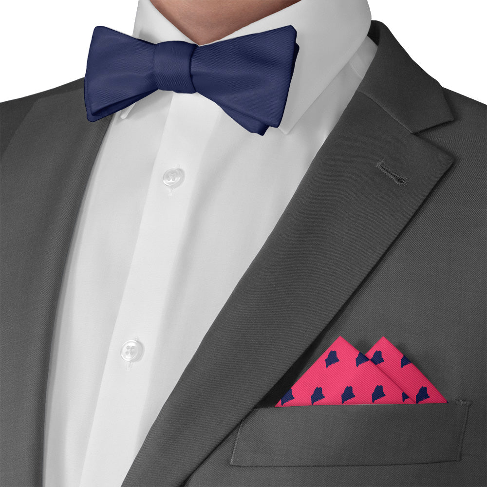 Maine State Outline Pocket Square - Matching Bow Tie - Knotty Tie Co.