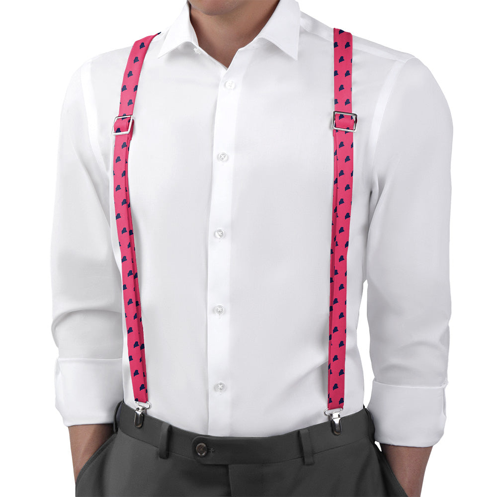 Maine State Outline Suspenders - On Model Back View - Knotty Tie Co.