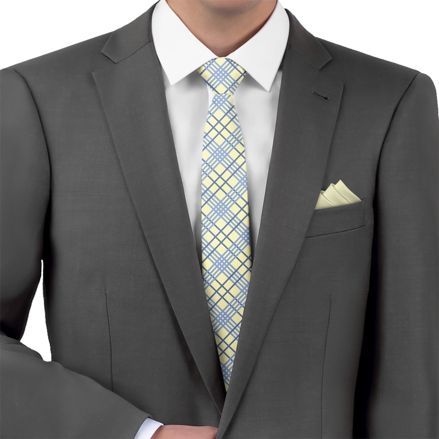 Manhattan Plaid Necktie - Matching Pocket Square - Knotty Tie Co.
