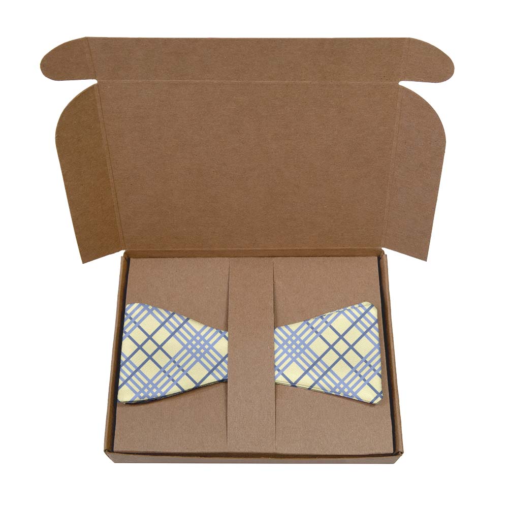 Manhattan Plaid Bow Tie- Kraft Gift Box Packaging - Knotty Tie Co.
