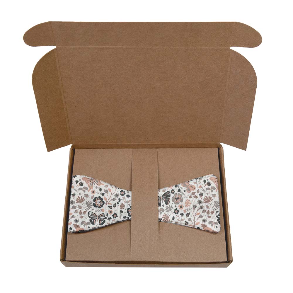 Mariposa Floral Bow Tie- Kraft Gift Box Packaging - Knotty Tie Co.