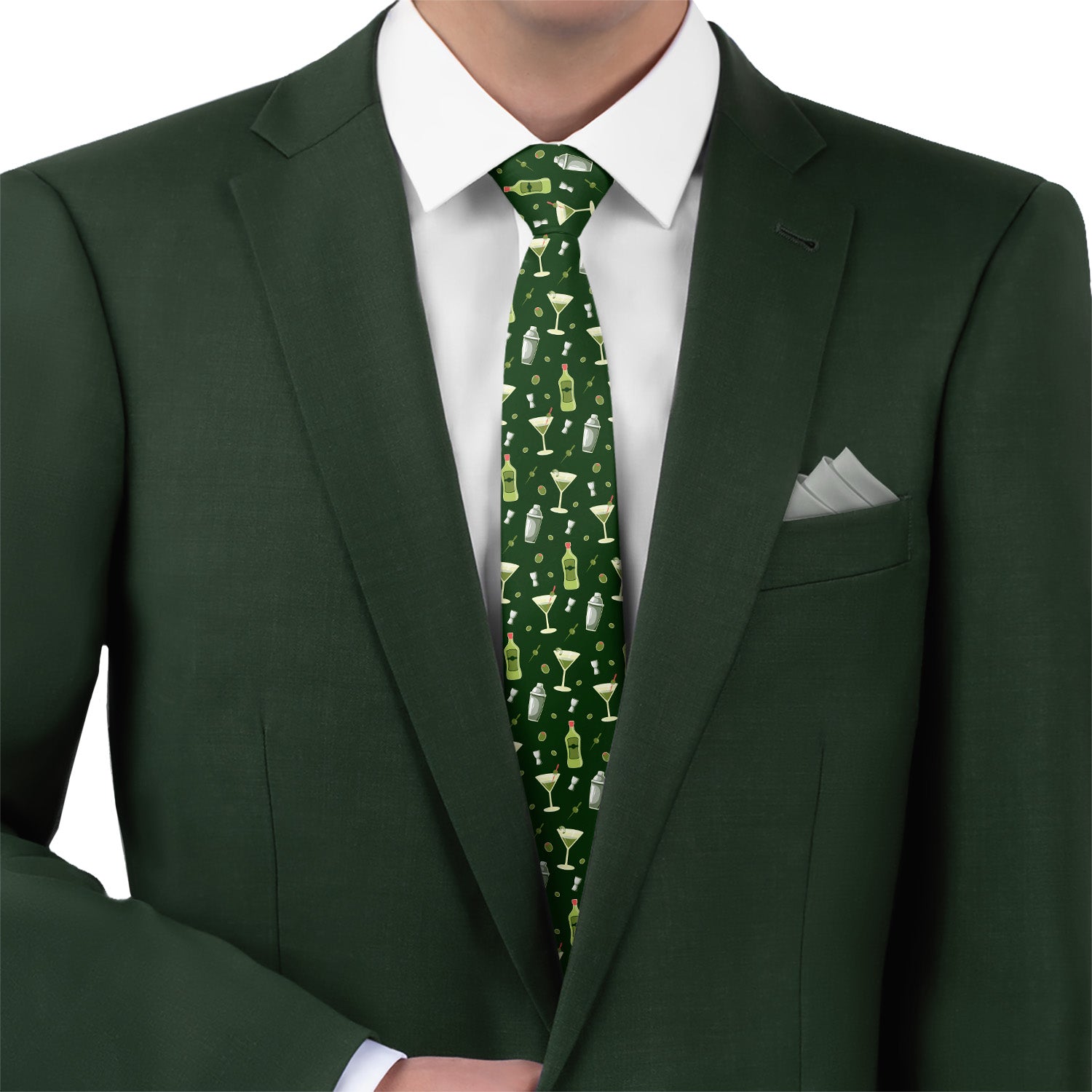 Martini Necktie - Matching Pocket Square - Knotty Tie Co.