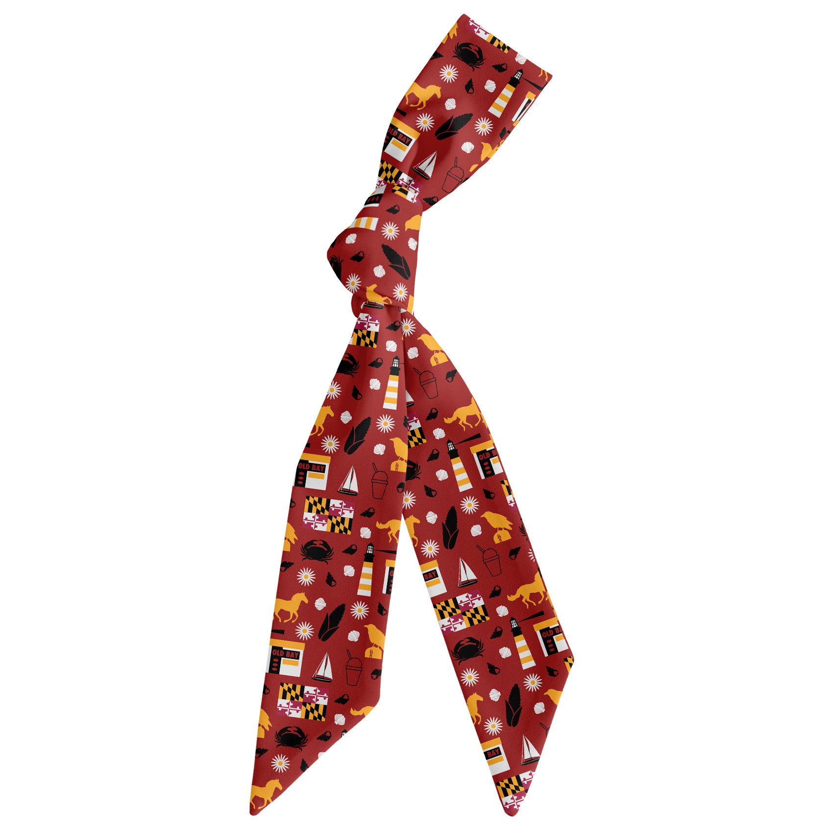 Maryland State Heritage Hair Scarf - Scarf Tied Into Knot - Knotty Tie Co.