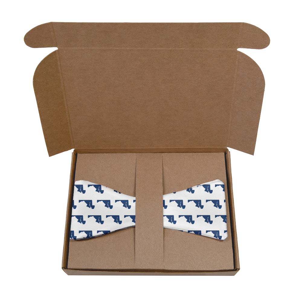 Maryland State Outline Bow Tie- Kraft Gift Box Packaging - Knotty Tie Co.