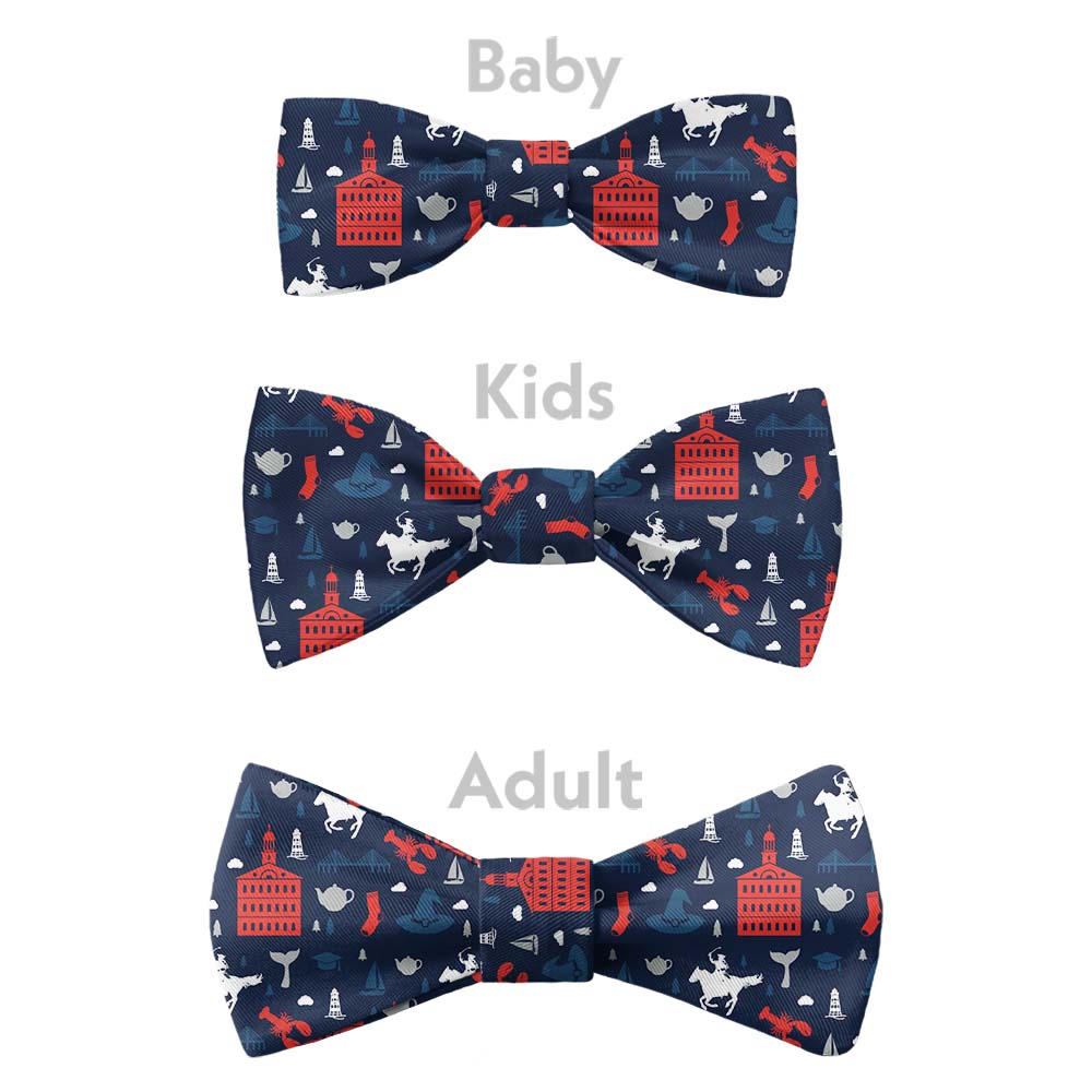 Massachusetts State Heritage Bow Tie - Bow Sizes - Knotty Tie Co.
