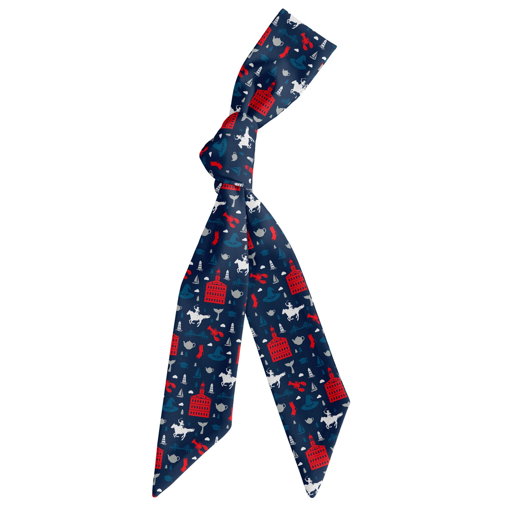 Massachusetts State Heritage Hair Scarf - Scarf Tied Into Knot - Knotty Tie Co.
