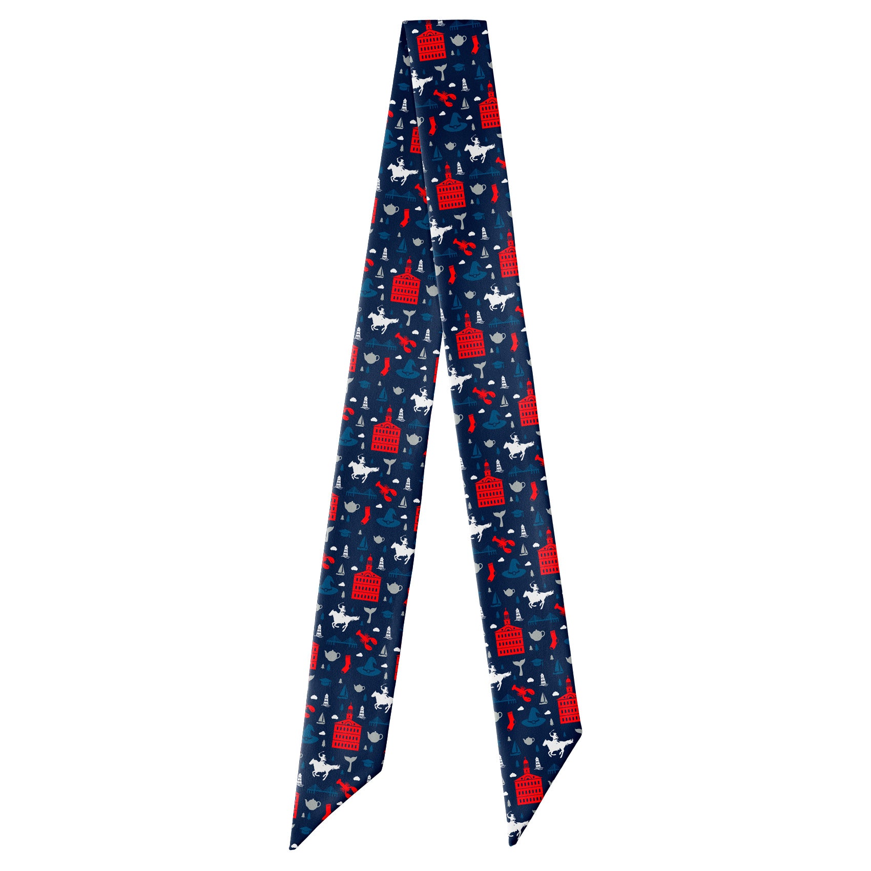 Massachusetts State Heritage Hair Scarf - Full View of Hair Scarf - Knotty Tie Co.