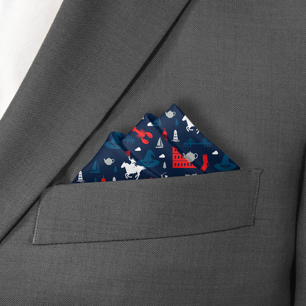 Massachusetts State Heritage Pocket Square - Stairs Fold - Knotty Tie Co.