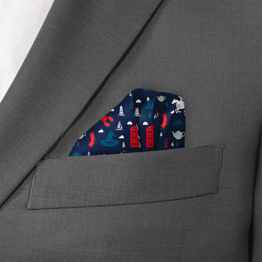 Massachusetts State Heritage Pocket Square - Wave Fold - Knotty Tie Co.