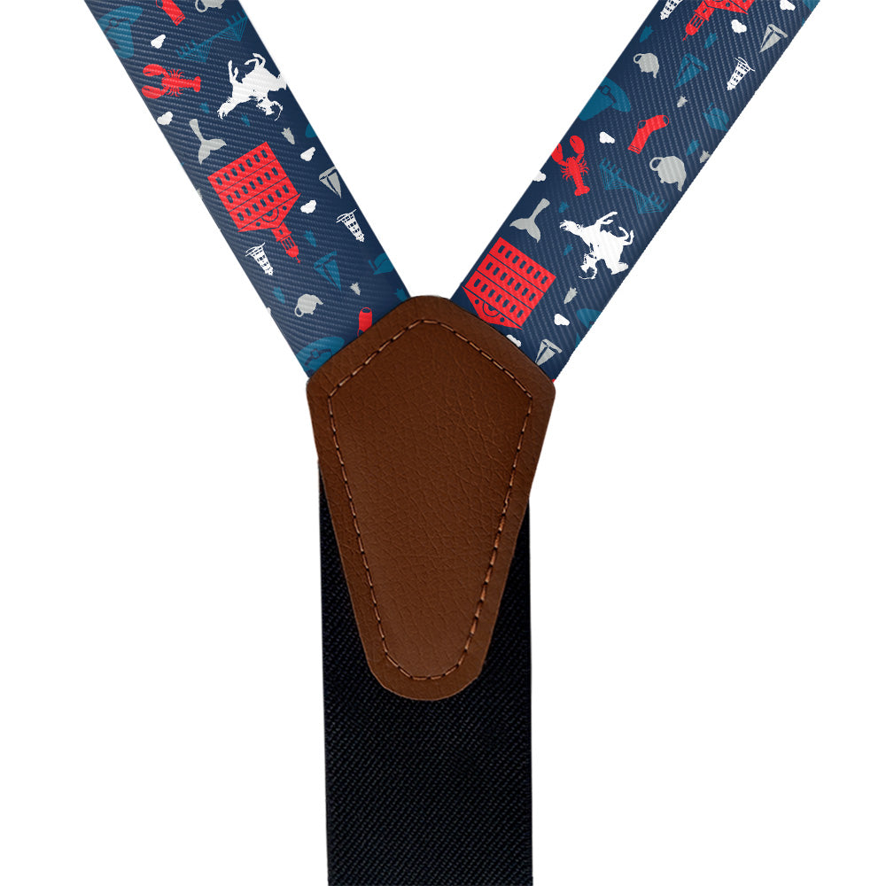 Massachusetts State Heritage Suspenders - Vegan Leather Y-Back - Knotty Tie Co.