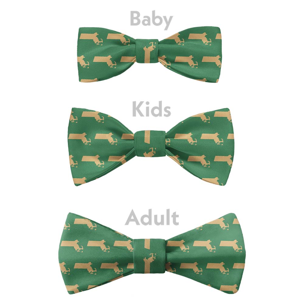 Massachusetts State Outline Bow Tie - Bow Sizes - Knotty Tie Co.