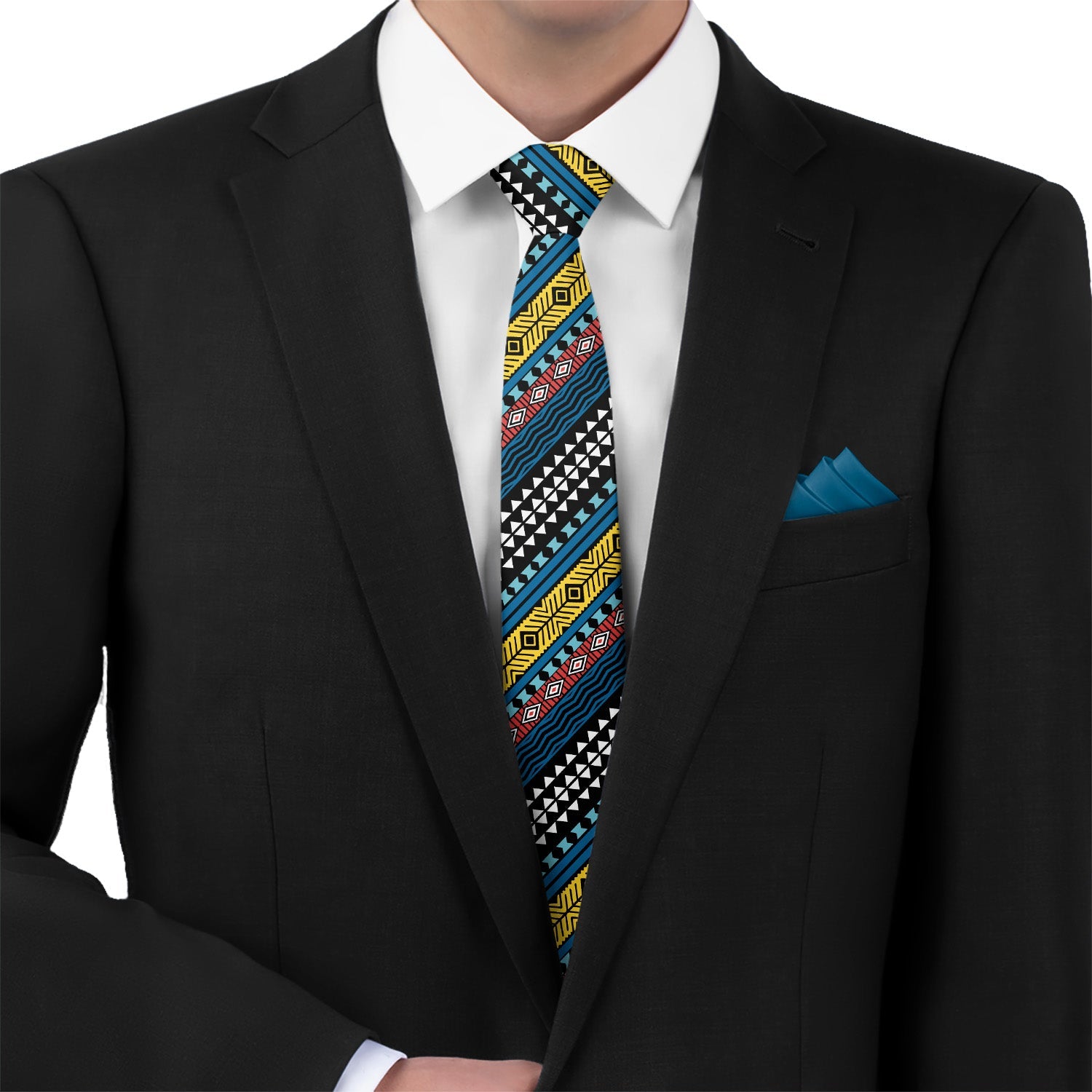 Mawmbe Geo Necktie - Matching Pocket Square - Knotty Tie Co.