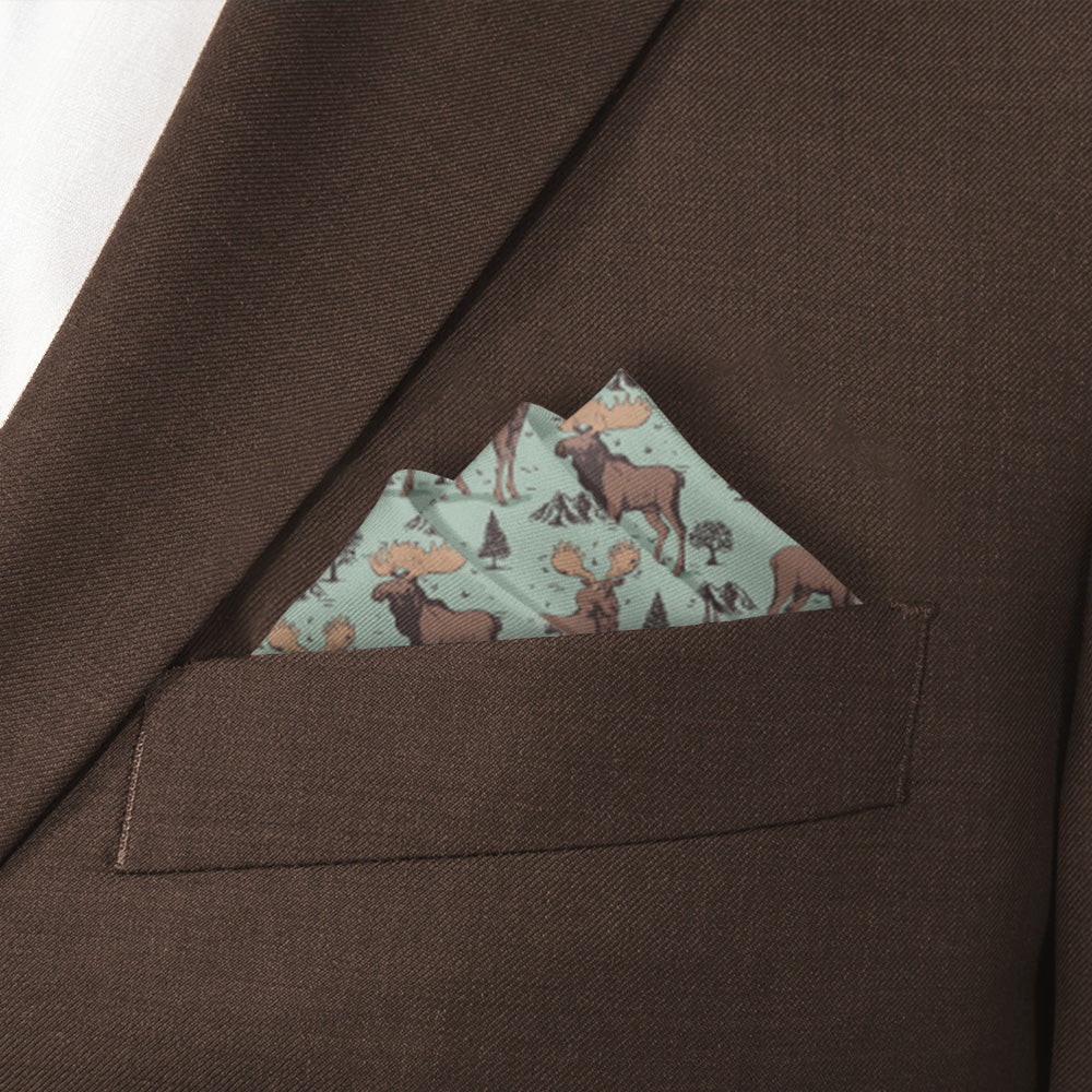Meadow Moose Pocket Square - Stairs Fold - Knotty Tie Co.
