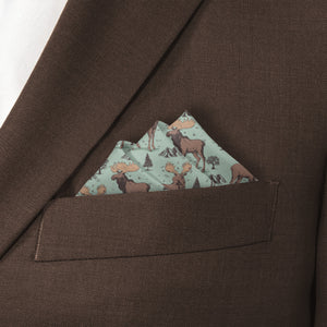 Meadow Moose Pocket Square - Stairs Fold - Knotty Tie Co.