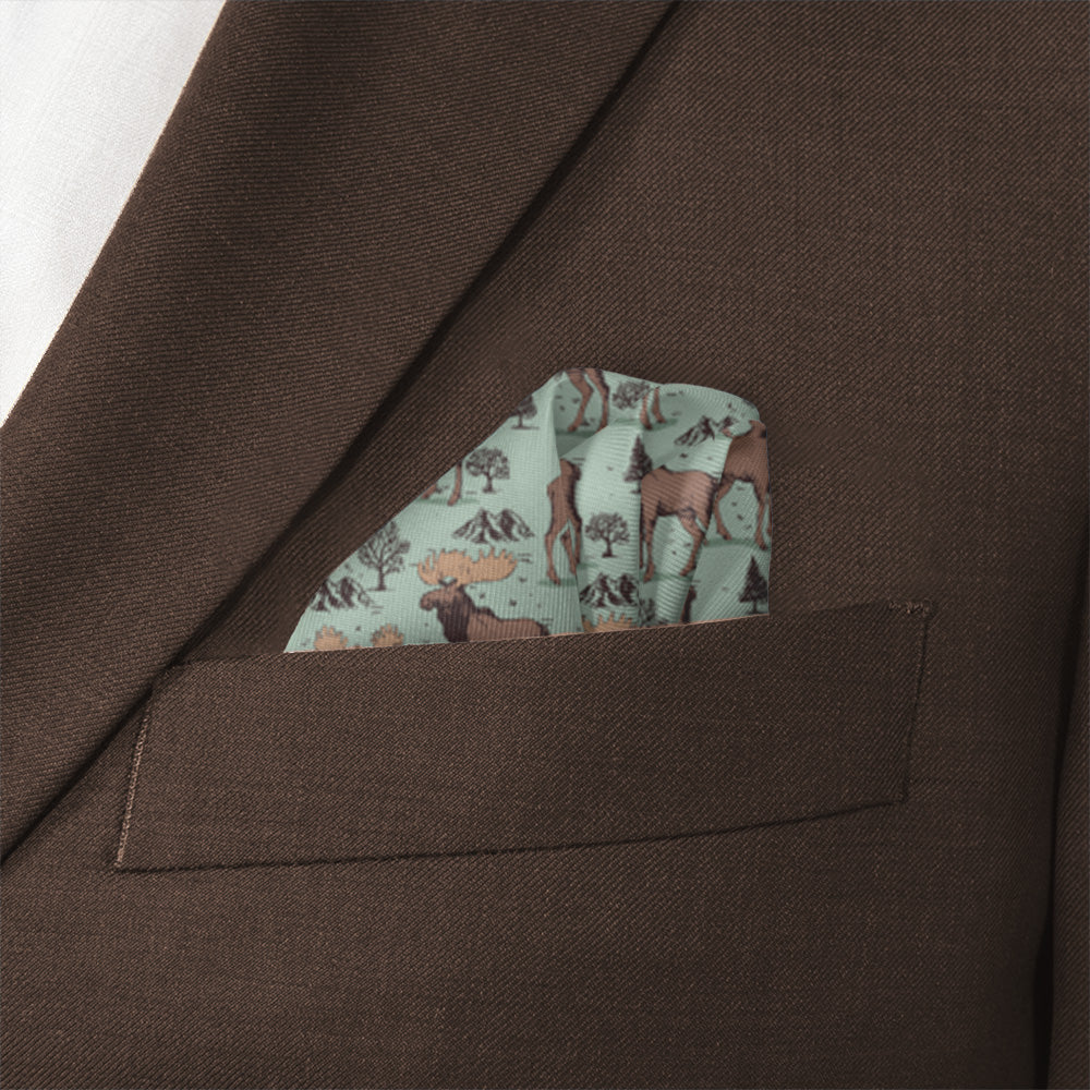 Meadow Moose Pocket Square - Wave Fold - Knotty Tie Co.
