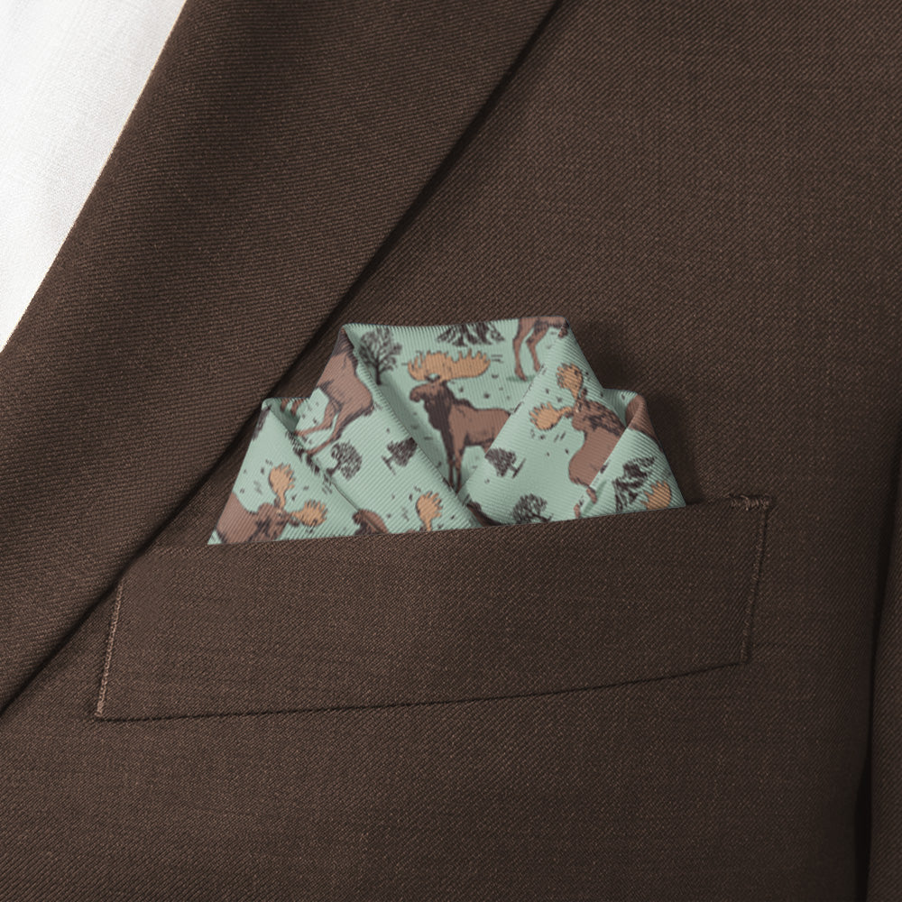Meadow Moose Pocket Square - Scalloped Fold - Knotty Tie Co.