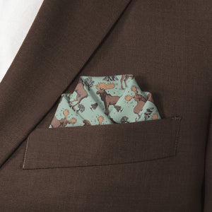 Meadow Moose Pocket Square - Scalloped Fold - Knotty Tie Co.