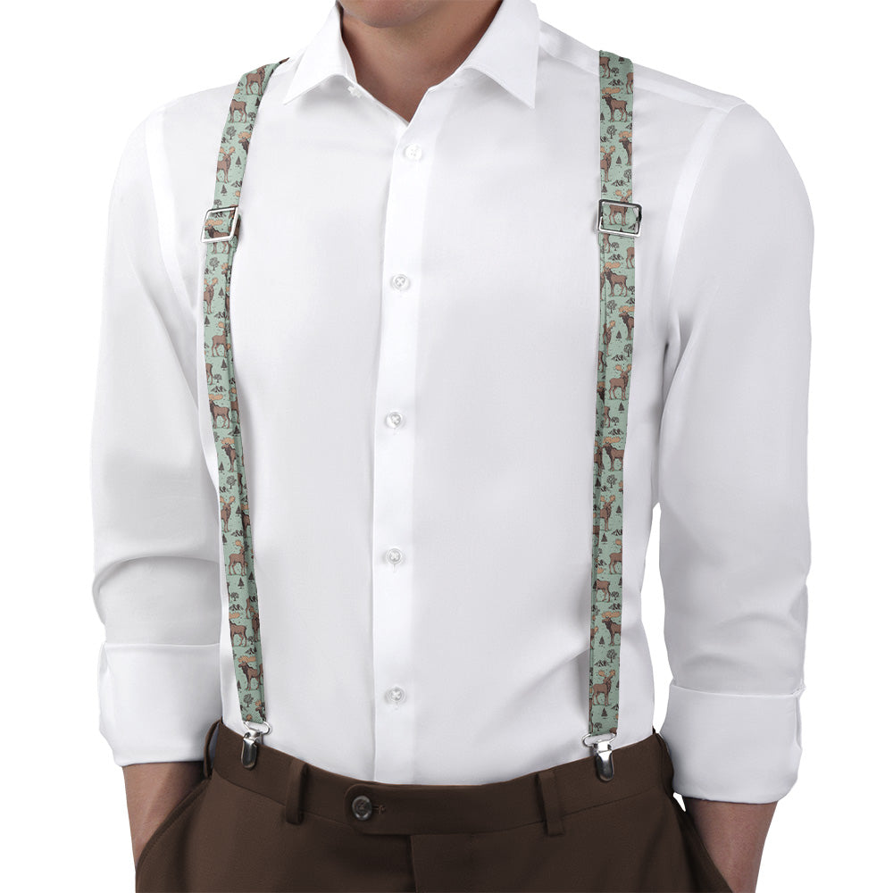 Meadow Moose Suspenders - On Model Back View - Knotty Tie Co.