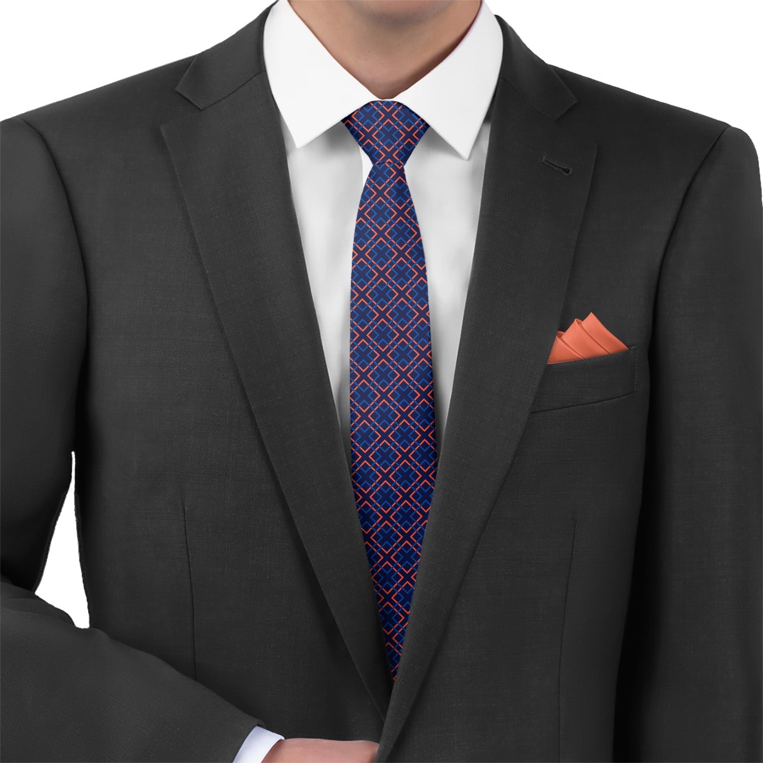 Mesa Geometric Necktie - Matching Pocket Square - Knotty Tie Co.