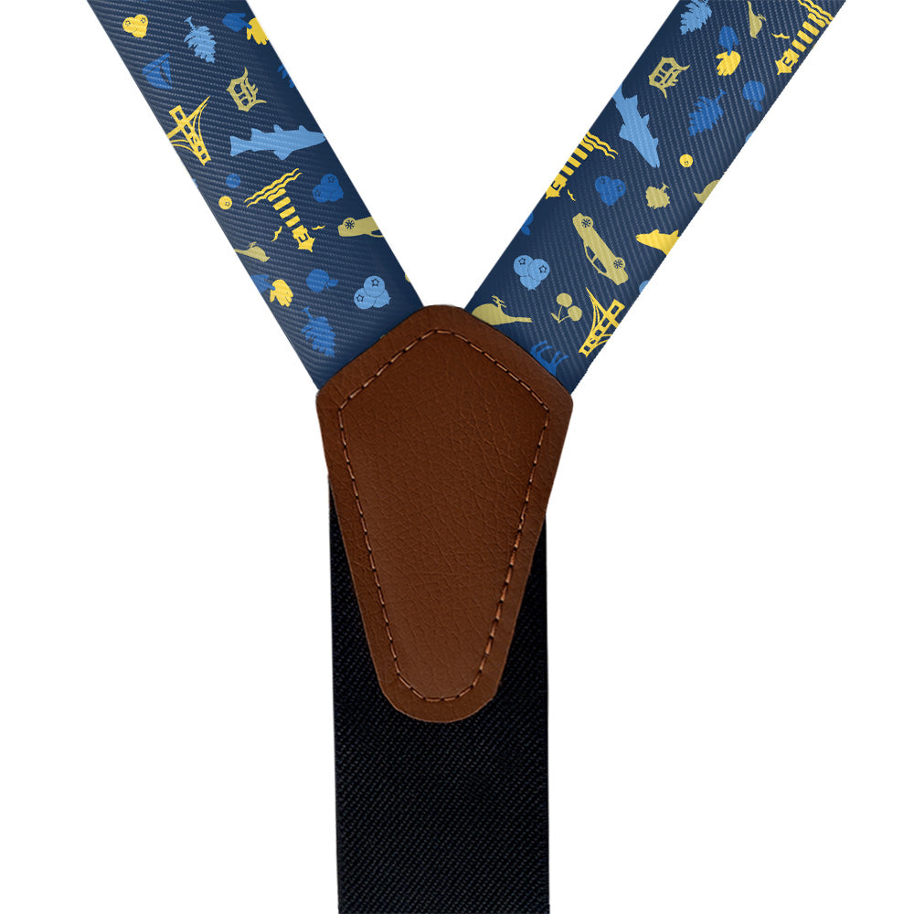 Michigan State Heritage Suspenders - Vegan Leather Y-Back - Knotty Tie Co.