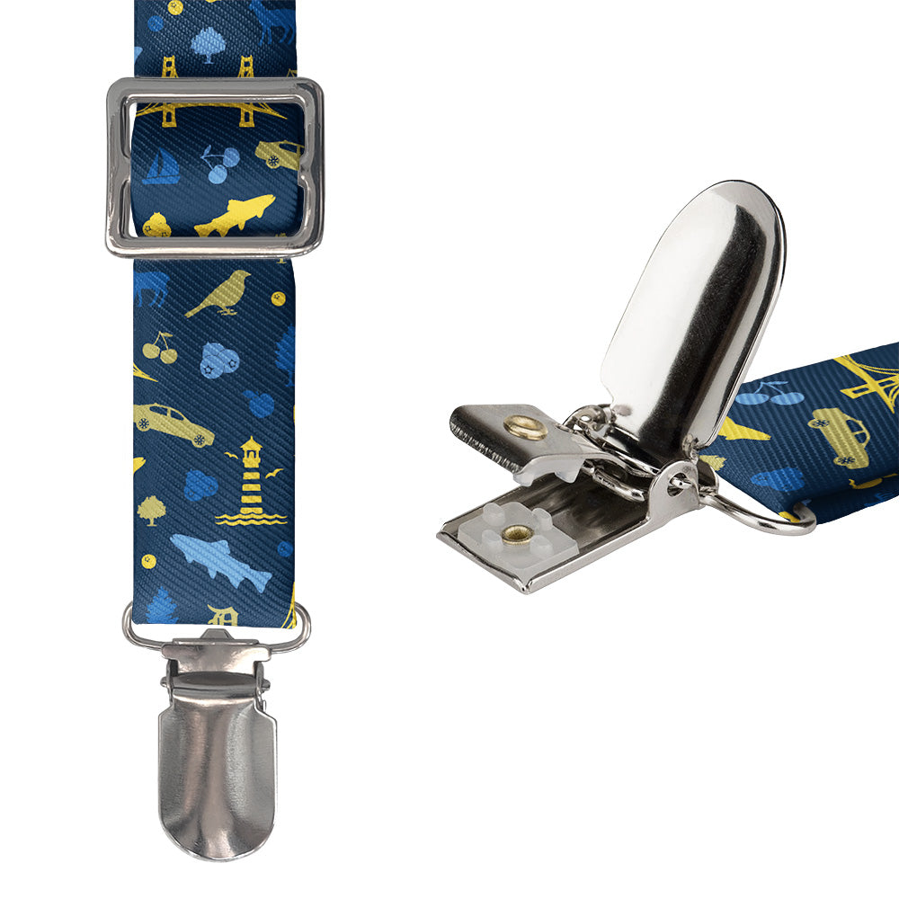 Michigan State Heritage Suspenders - Hardware and Strap - Knotty Tie Co.
