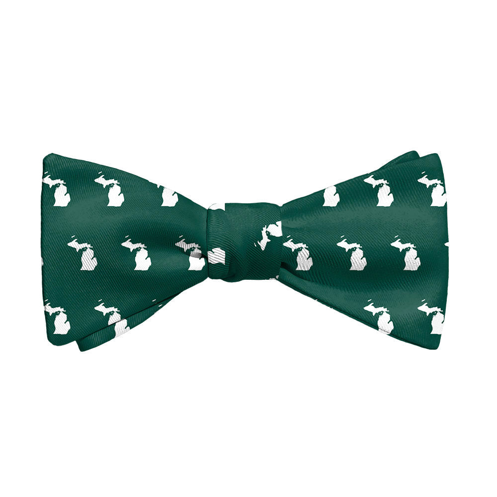 Michigan State Outline Bow Tie - Adult Standard Self-Tie 14-18" -  - Knotty Tie Co.