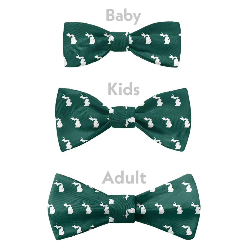 Michigan State Outline Bow Tie - Bow Sizes - Knotty Tie Co.