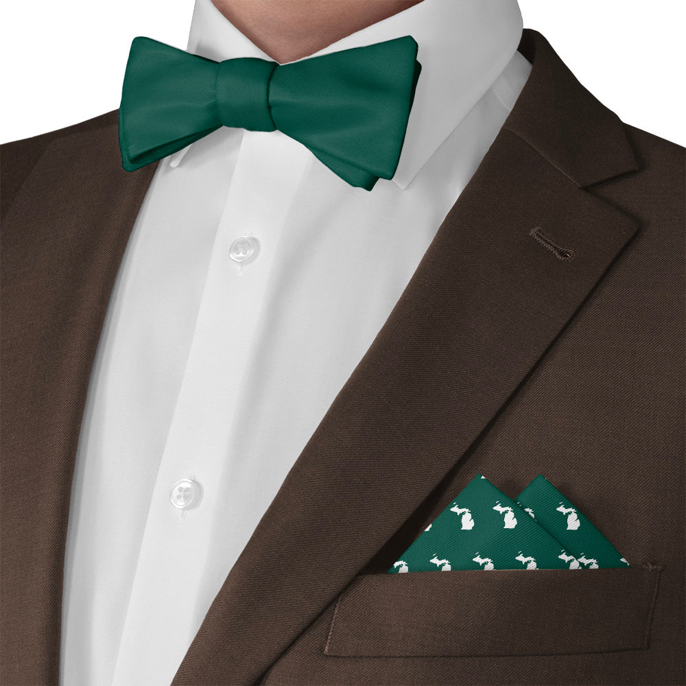 Michigan State Outline Pocket Square - Matching Bow Tie - Knotty Tie Co.