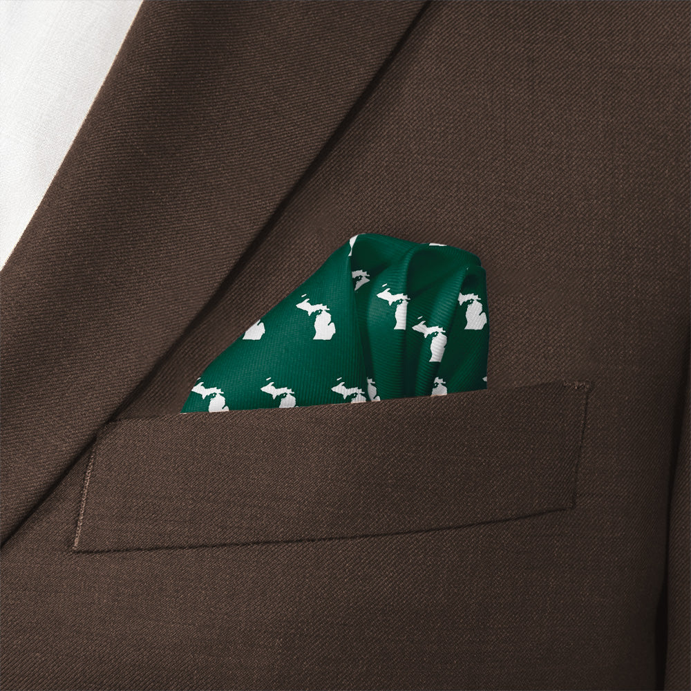 Michigan State Square Pattern Michigan State Outline Pocket Square