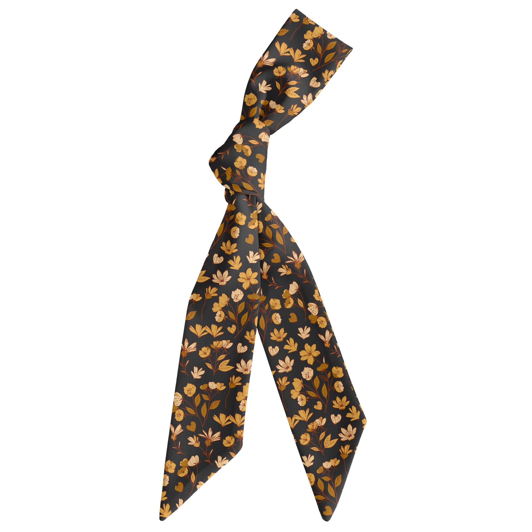 Midnight Floral Hair Scarf - Scarf Tied Into Knot - Knotty Tie Co.