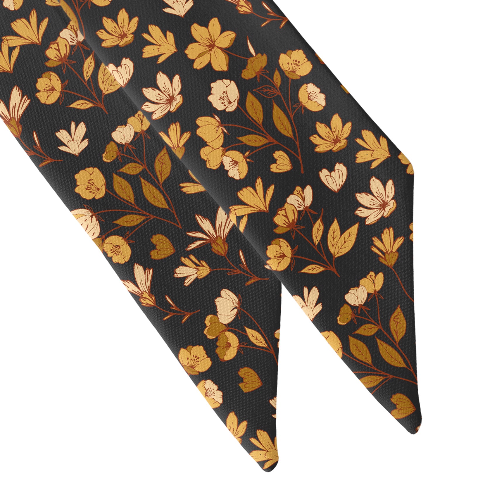 Midnight Floral Hair Scarf - Scarf Tapered Ends - Knotty Tie Co.