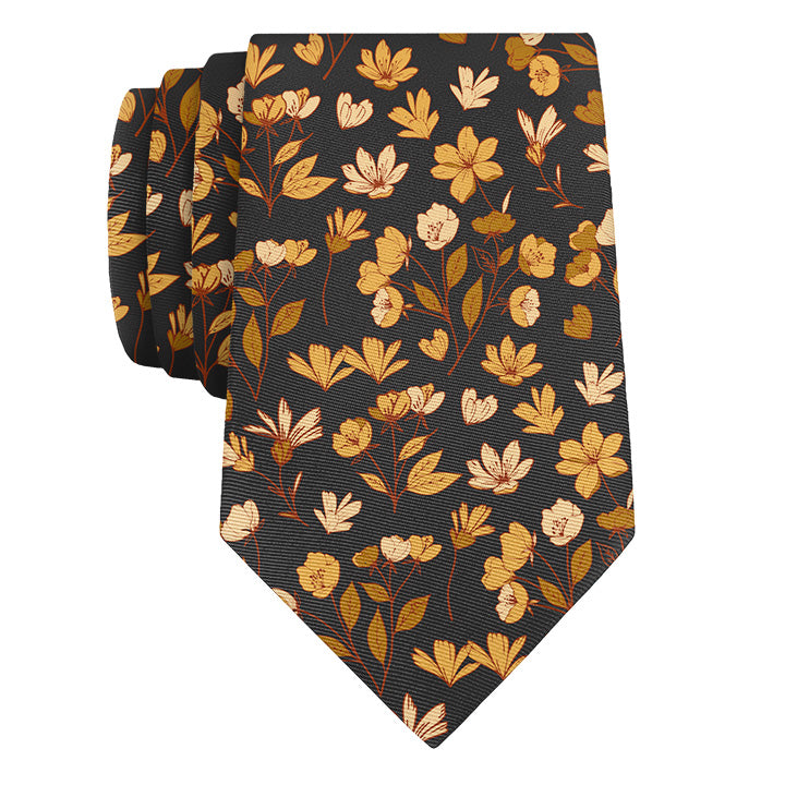 Midnight Floral Necktie - Rolled - Knotty Tie Co.