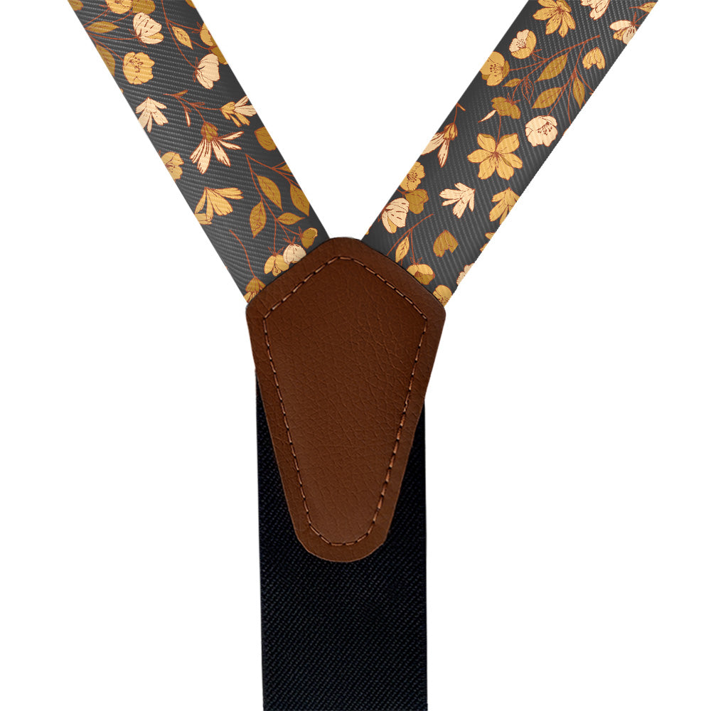 Midnight Floral Suspenders - Vegan Leather Y-Back - Knotty Tie Co.