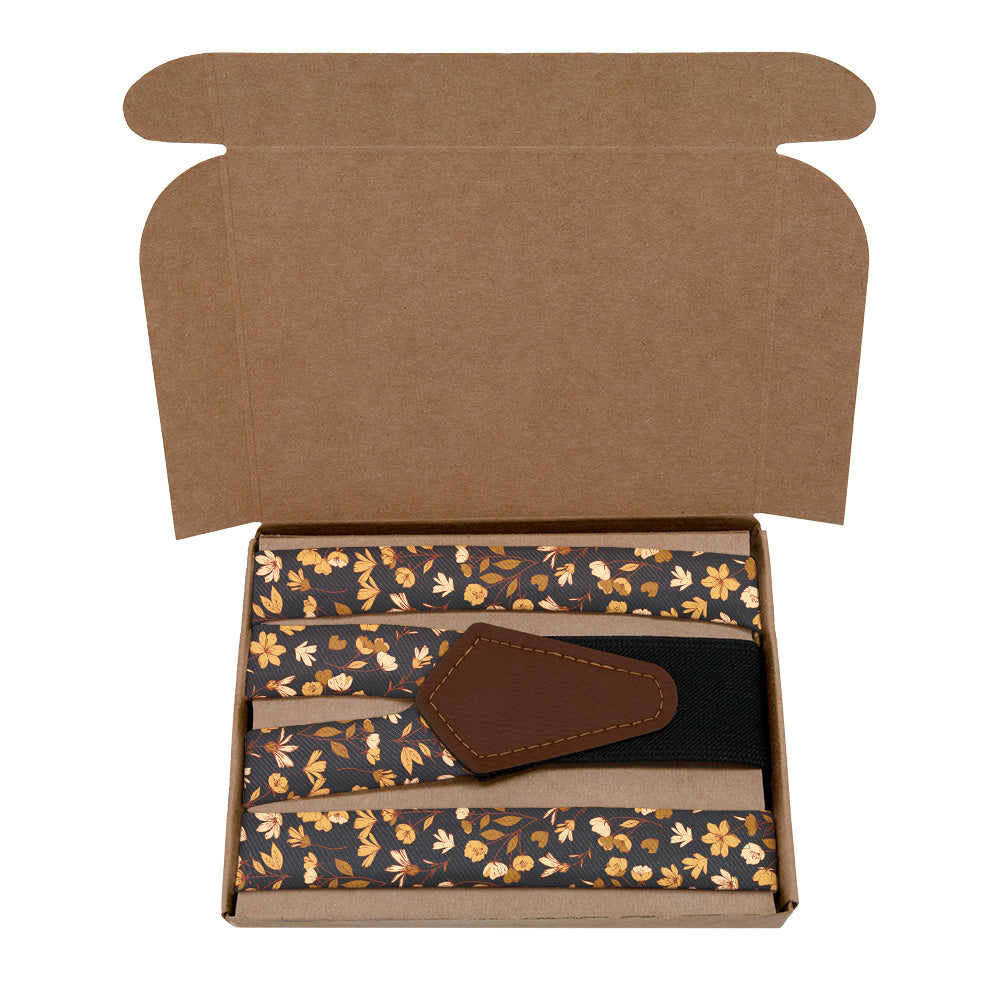 Midnight Floral Suspenders - Kraft Gift Box Packaging - Knotty Tie Co.