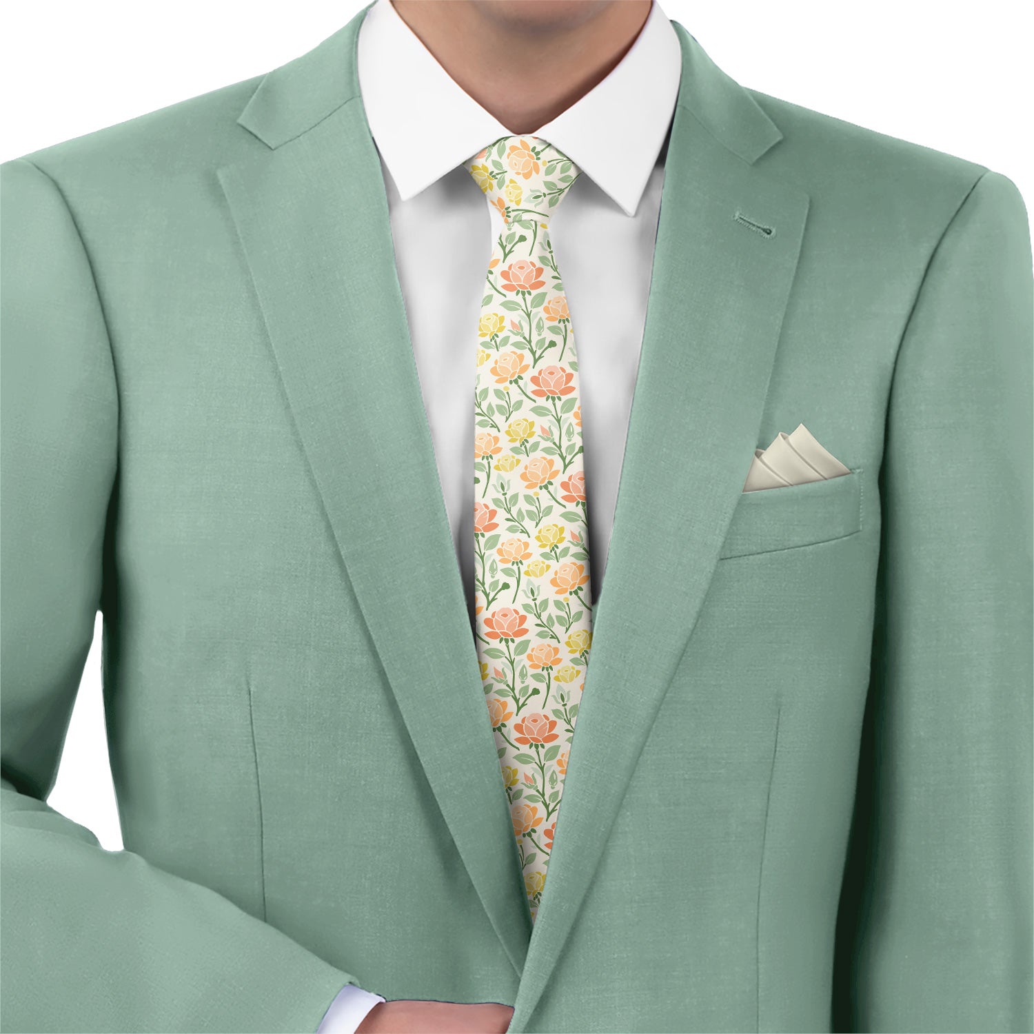Midsummer Rose Necktie - Matching Pocket Square - Knotty Tie Co.