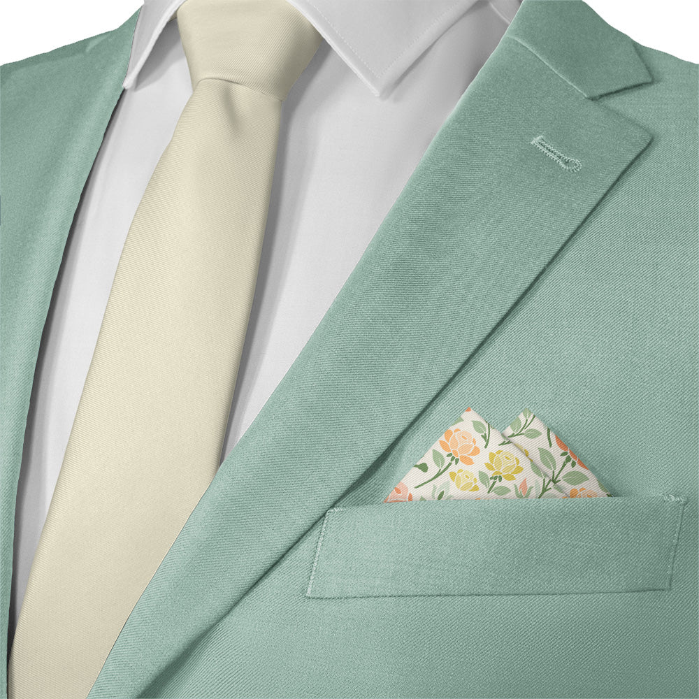 Midsummer Rose Pocket Square - Matching Necktie - Knotty Tie Co.