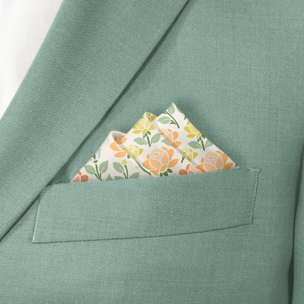Midsummer Rose Pocket Square - Stairs Fold - Knotty Tie Co.